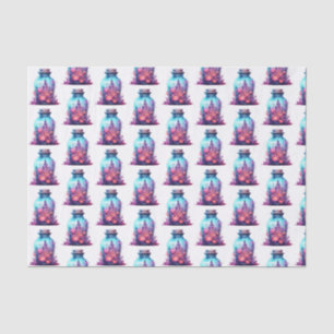 Papel De Seda Halloween azul pastel e rosa pastel moderno