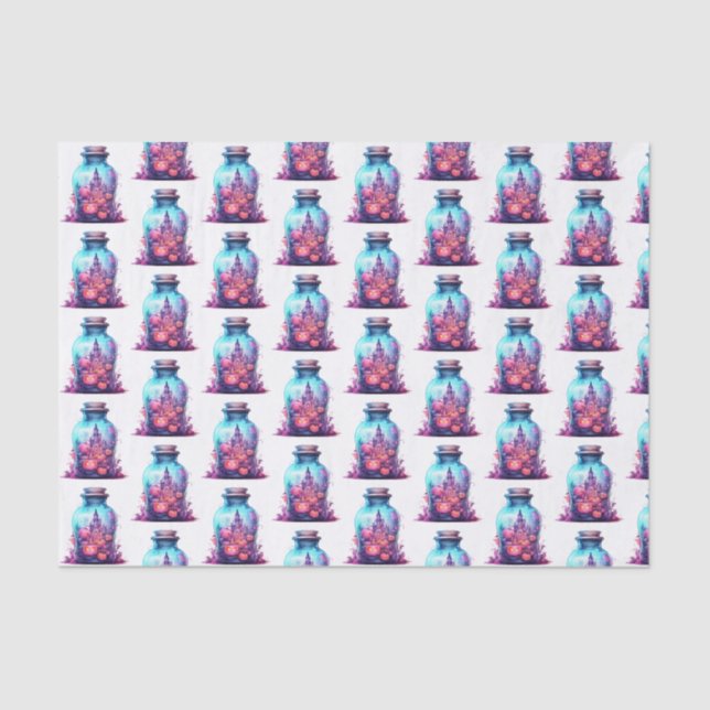 Papel De Seda Halloween azul pastel e rosa pastel moderno (Frente )