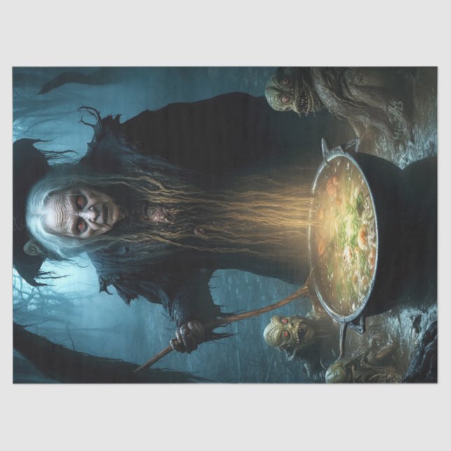 Papel De Seda Halloween Bruxa Cauldron com Sopa (Frente )