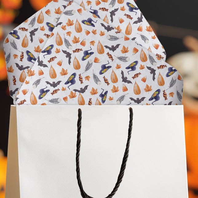 Papel De Seda Halloween Caprichoso  (Whimsical Halloween Tissue Paper for Gift Wrapping or Decoupage)