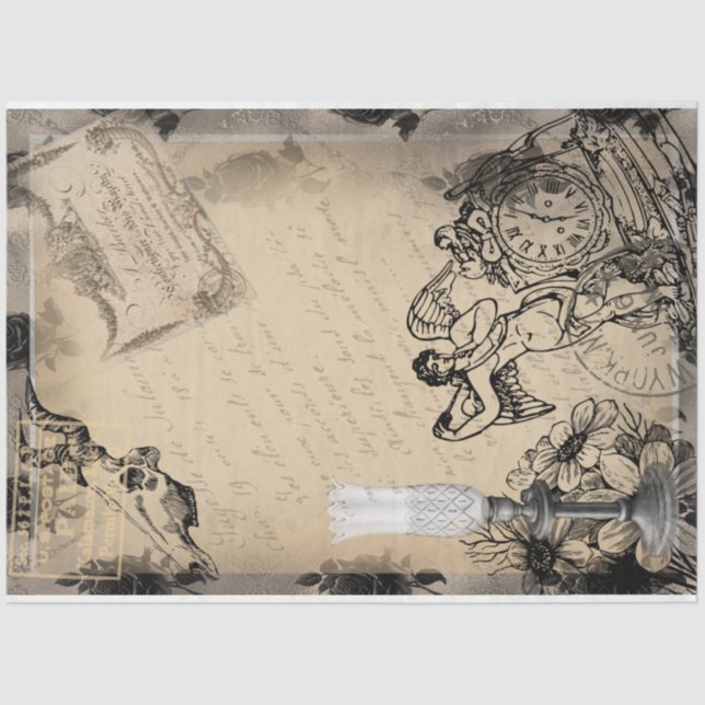 Papel De Seda Halloween Celebration Time Vintage Ephemera (Frente )