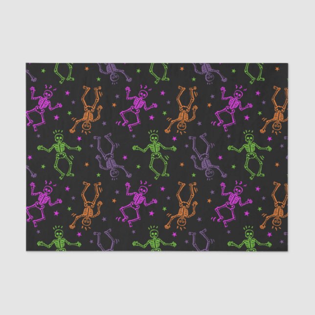 Papel De Seda Halloween Dancing Skeletons (Frente )