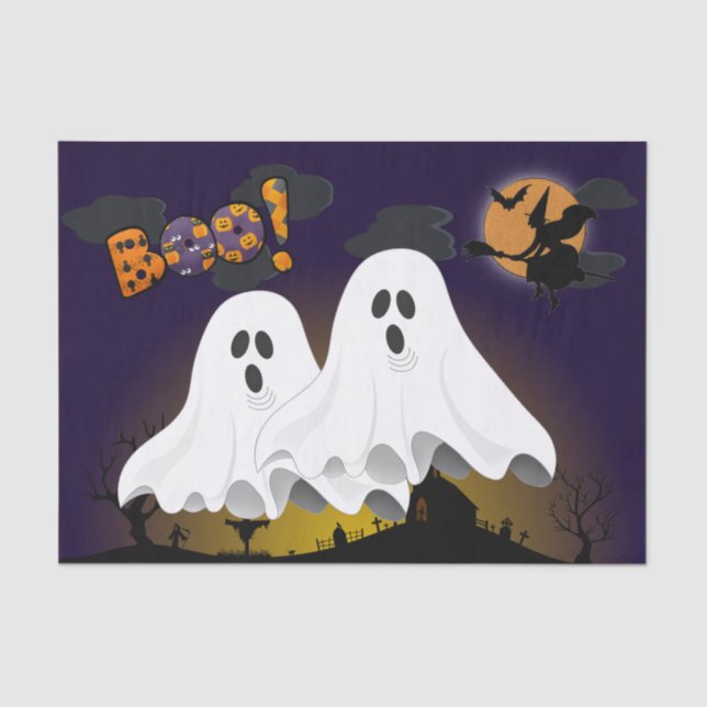 Papel De Seda Halloween Ghosts Spooky Graveyard Decoupage Artesa (Frente )