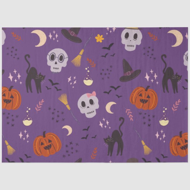 Papel De Seda "Halloween Gift Tissue Paper - Fantasmas, Pumpkins (Frente )