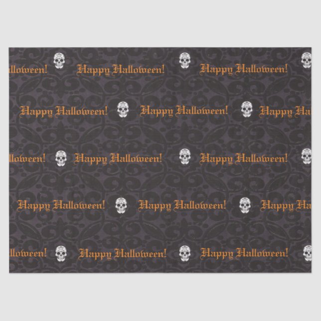 Papel De Seda Halloween Happy Skulls Tissue Paper (Frente )