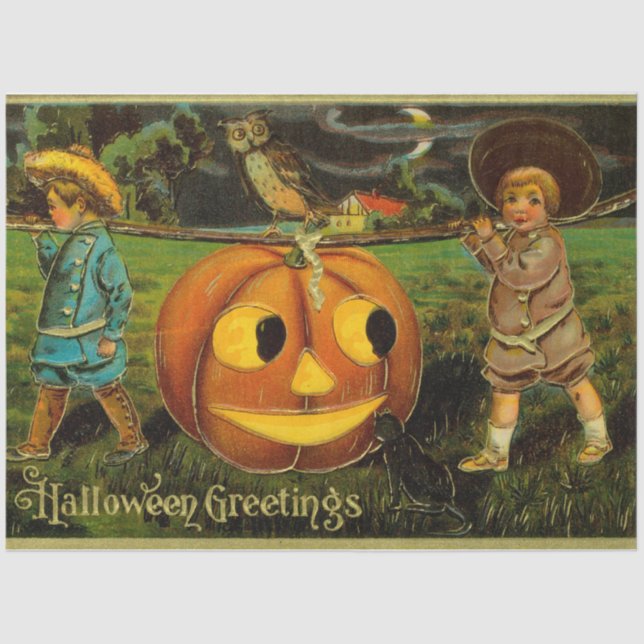 Papel De Seda Halloween Jack-o-Lantern Harvest Night por Criança (Frente )