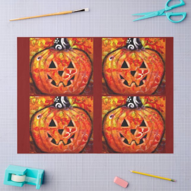 Papel De Seda Halloween Jack O Lanterna Pumpkin - Dissociação Fl (Arte )