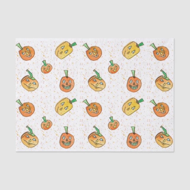 Papel De Seda Halloween Jack-O-Lanterns Watercolor (Frente )
