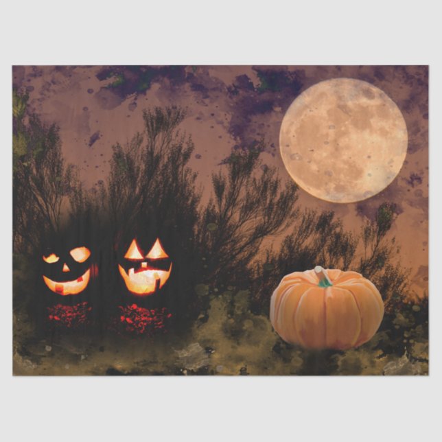 Papel De Seda Halloween Moon e Pumpkins Decoupage (Frente )