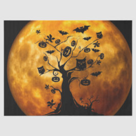 Papel De Seda Halloween Orange Moon Pumpkins Coroa Árvore Assust