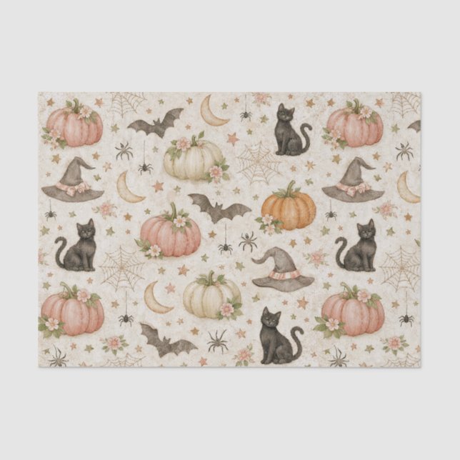 Papel De Seda Halloween Pastel Pumpkins (Frente )