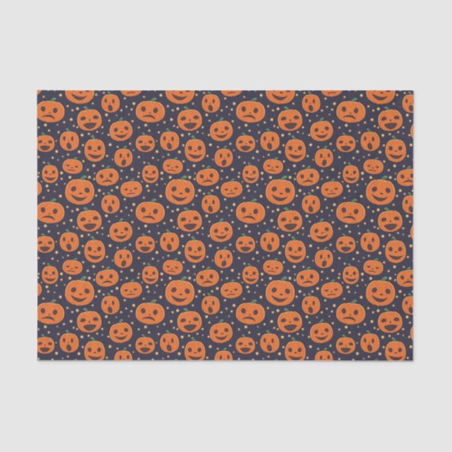 Papel De Seda Halloween Pumpkin Padrão Jack-o-Lanterna Festivo (Frente )