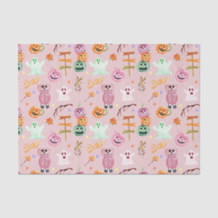 Papel De Seda Halloween Pumpkins, Fantasma, Monstros Rosa