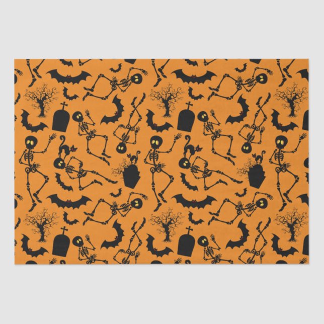 Papel De Seda Halloween Skeletons Macabre Dance (Frente )