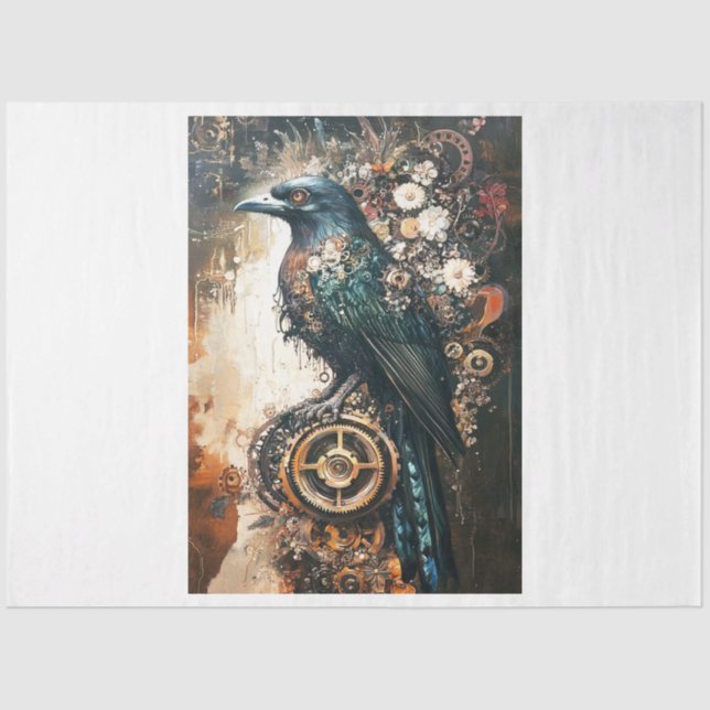 Papel De Seda Halloween Steampunk Raven (Frente )