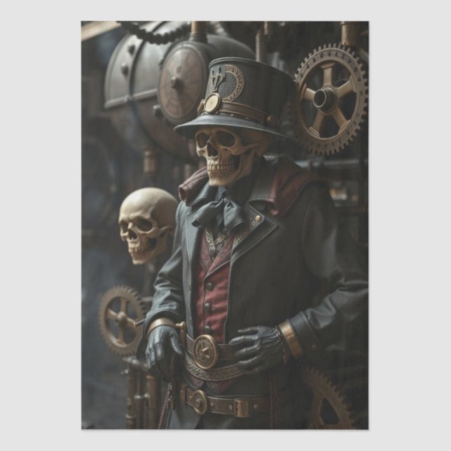 Papel De Seda Halloween Steampunk Skeleton (Frente )