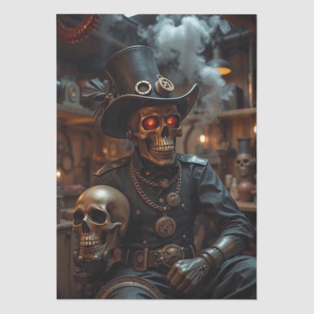 Papel De Seda Halloween Steampunk Skeleton (Frente )
