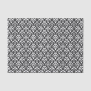 Papel De Seda Halloween Vintage Victorian Damask White em Preto