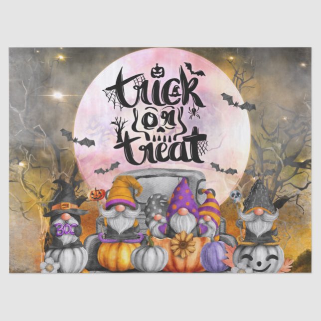Papel De Seda Halloween Watercolor Gnomos (Frente )