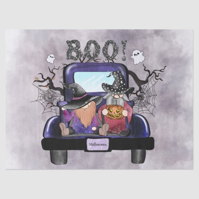Papel De Seda Halloween Watercolor Truck Gnomos (Frente )