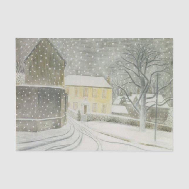Papel De Seda Halstead Road em Snow (por Eric Ravilious) (Frente )