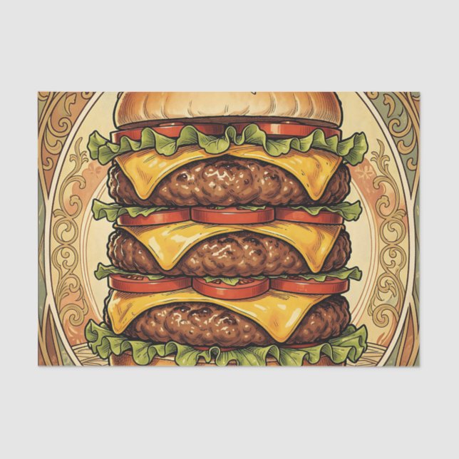 Papel De Seda Hamburger Triplo Ornado (Frente )