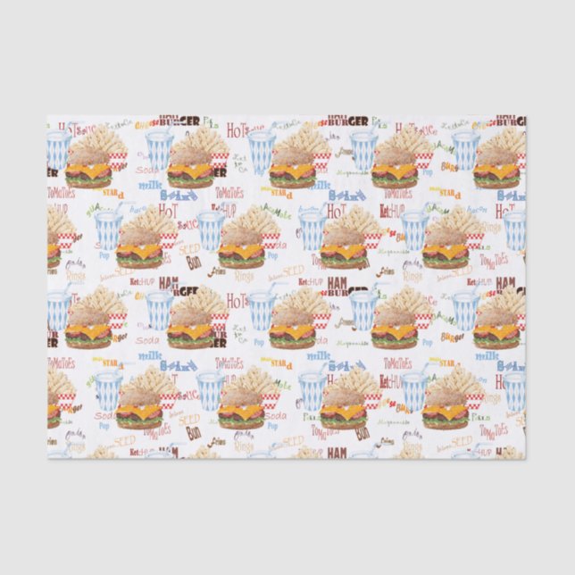Papel De Seda Hambúrguer Batata Frita Comida Rápida Churrasco La (Frente )