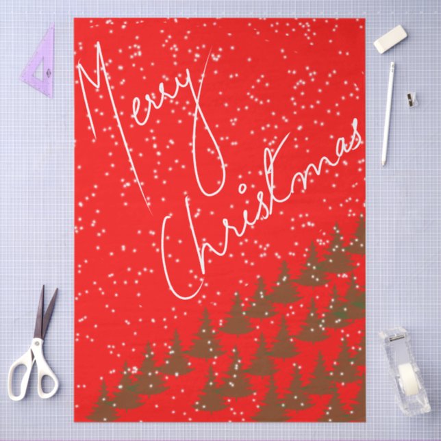 Papel De Seda Hand-Drawn Merry Christmas (Arte )
