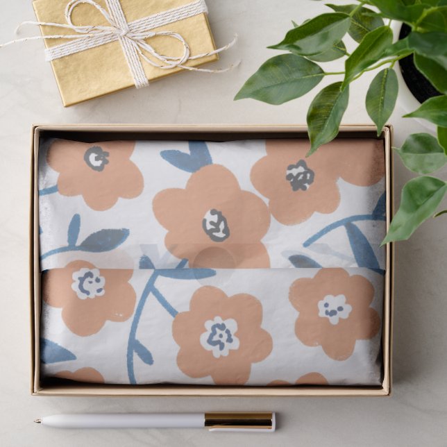 Papel De Seda Hand-drawn Orange Wildflowers (Presente)
