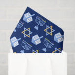 Papel De Seda Hanukkah Blue Menorah Dreidel Pattern Chanukah<br><div class="desc">Belo papel de tecido Hanukkah em azul bonito com um padrão legal de estrela judaica,  sonho para diversão jogos Chanukah,  e menorah judaica para o feriado.</div>