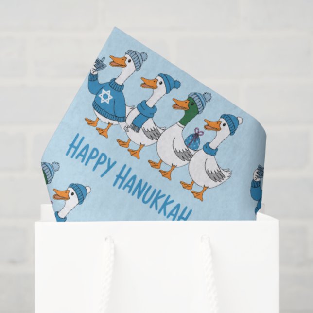 Papel De Seda Hanukkah Ducks  (Sacola de presentes)
