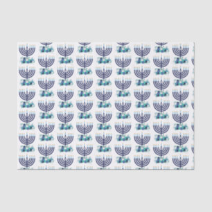 Papel De Seda Hanukkah Floral Menorah Padrão