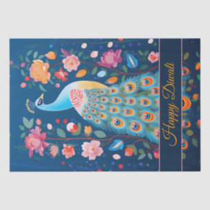 Papel De Seda Happy Diwali Peacock & Flowers