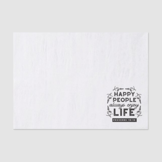 Papel De Seda Happy Life with Faith – Proverbs 15:15 Art (Frente )