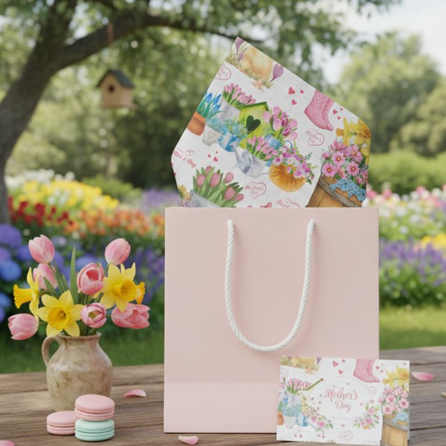Papel De Seda Happy Mother’s Day Floral Spring Garden (Criador carregado)