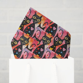 Papel De Seda Happy Valentine's Day Tissue Paper Cat Red Hearts