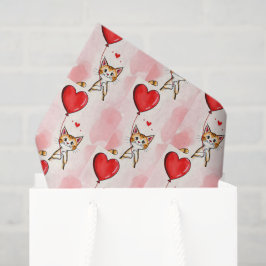 Papel De Seda Happy Valentine's Day Tissue Paper Cat Red Hearts