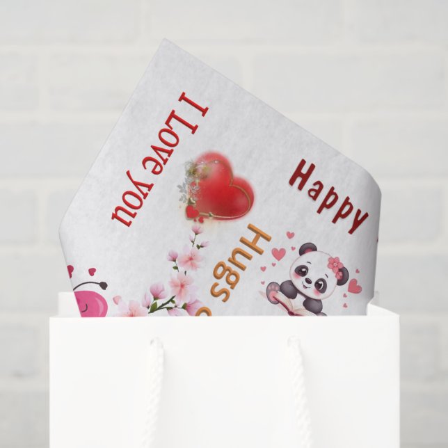 Papel De Seda Happy Valentine's Day Tissue Paper Couple Hearts (Sacola de presentes)