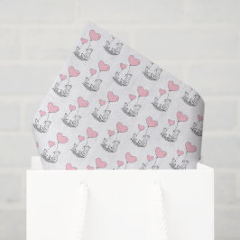 Papel De Seda Happy Valentine's Day Tissue Paper Fox Pink Hearts