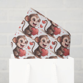 Papel De Seda Happy Valentine's Day Tissue Paper Monkey Hearts