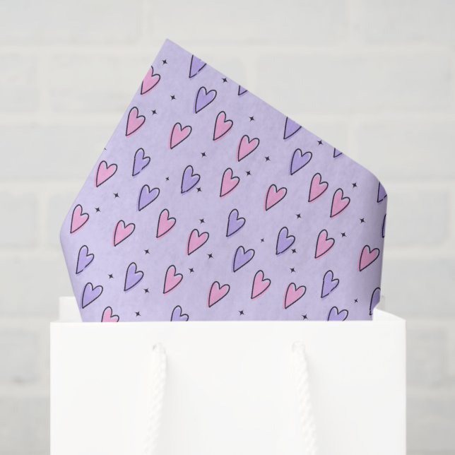 Papel De Seda Happy Valentine's Day Tissue Paper Pink Hearts (Sacola de presentes)