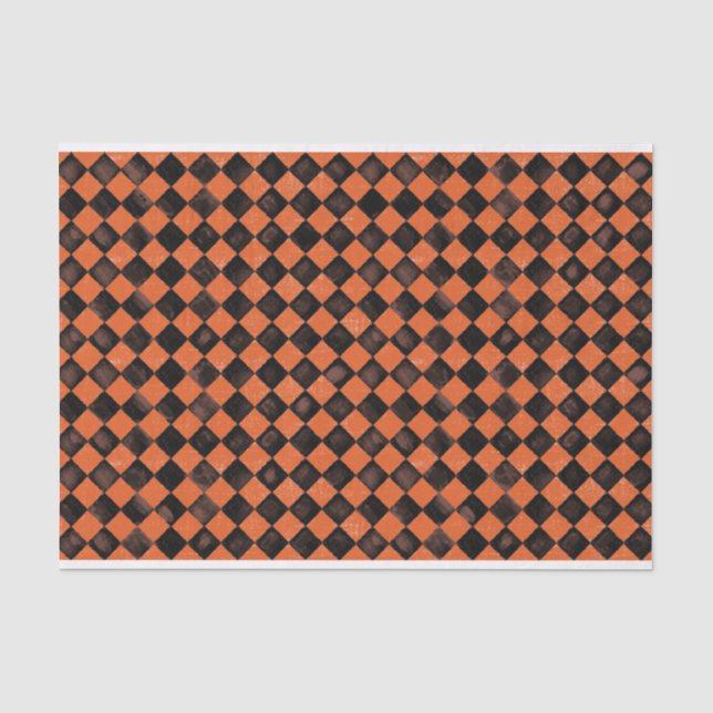 Papel De Seda Harlequin em azulejo preto e laranja (Frente )
