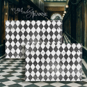 Papel De Seda Harlequin Ephemera Black n White Wood Decoupage