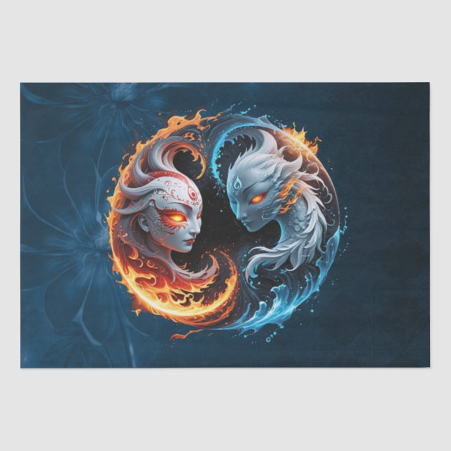 Papel De Seda Harmonia elementar, yin e yang da natureza. (Frente )