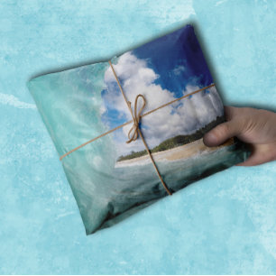 Papel De Seda Havaí Ocean Wave Beach Aqua Blue