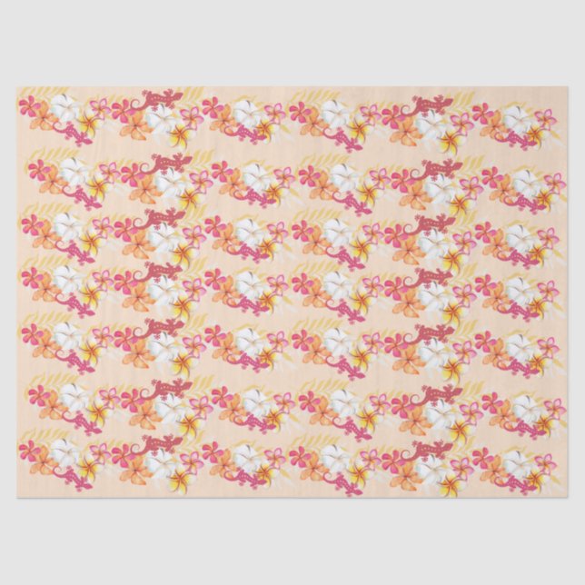 Papel De Seda Hawaiai Tropics 2 Plumeria Tecido (Frente )