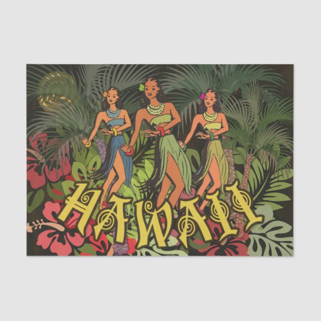 Papel De Seda Hawaii Aloha Palm Hula Art Design (Frente )