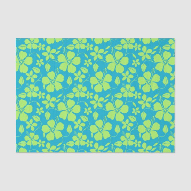 PAPEL DE SEDA HAWAIIANO HULA (HIBÍSCO) TEAL LIME (Frente )