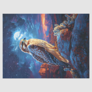 Papel De Seda Hawk no deserto sob uma dissociação da lua complet