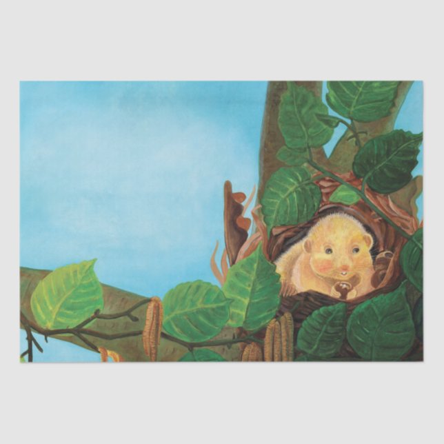 Papel De Seda Hazel dormouse comendo avelã (Frente )